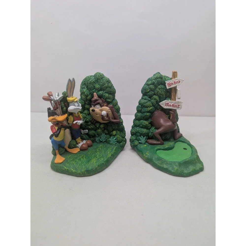 Looney Tunes Golf Bookends Figi graphics 1994 Taz, Bugs Bunny, Daffy Duck *READ!